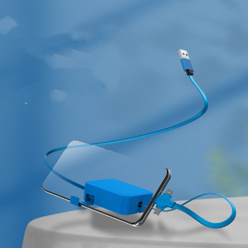 4 In 1 Retractable USB Cable For Type C Micro Cable For iPhone With Phone Stand