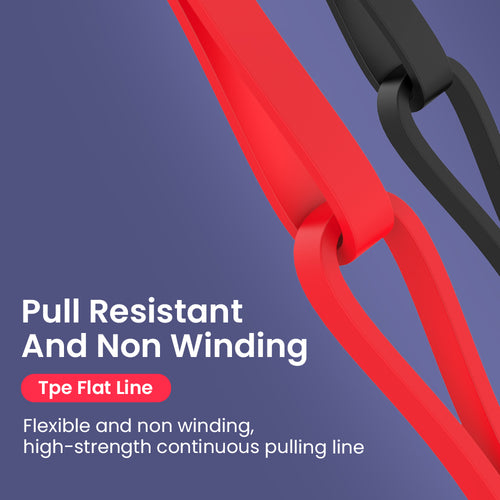 Red and black flat line with text on a purple background